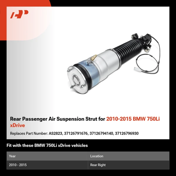 Rear Passenger Air Suspension Strut for 2010-2015 BMW 750Li xDrive