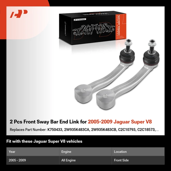 2 Pcs Front Sway Bar End Link for 2005-2009 Jaguar Super V8