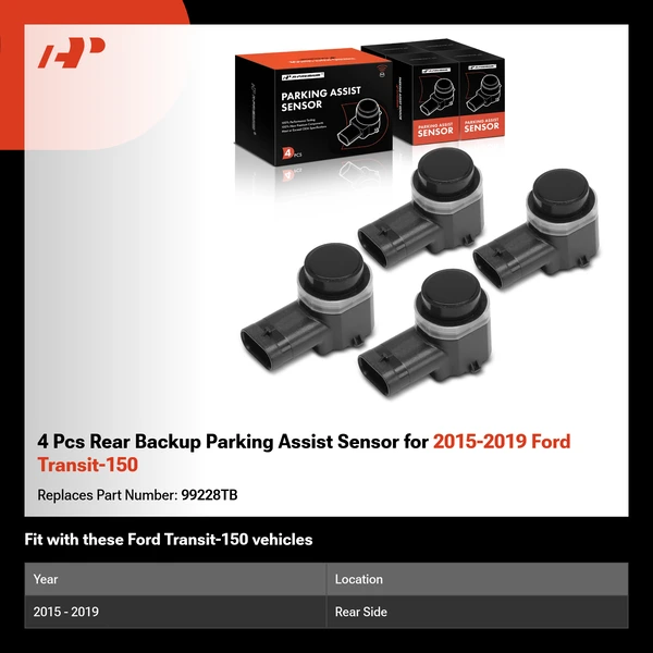 4 Pcs Rear Backup Parking Assist Sensor for 2015-2019 Ford Transit-150