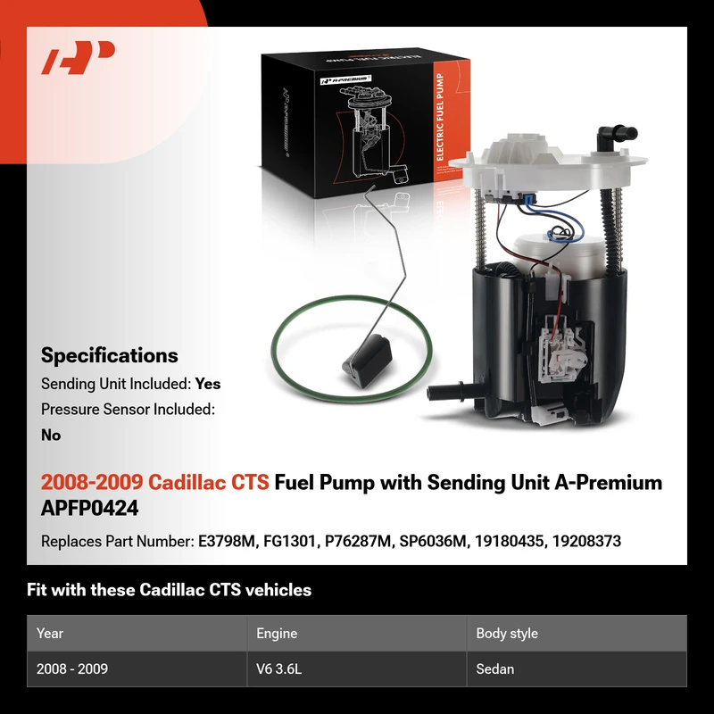 2008-2009 Cadillac CTS Fuel Pump with Sending Unit A-Premium APFP0424