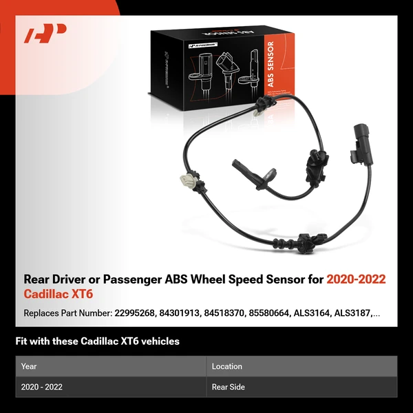 Rear Driver or Passenger ABS Wheel Speed Sensor for 2020-2022 Cadillac XT6