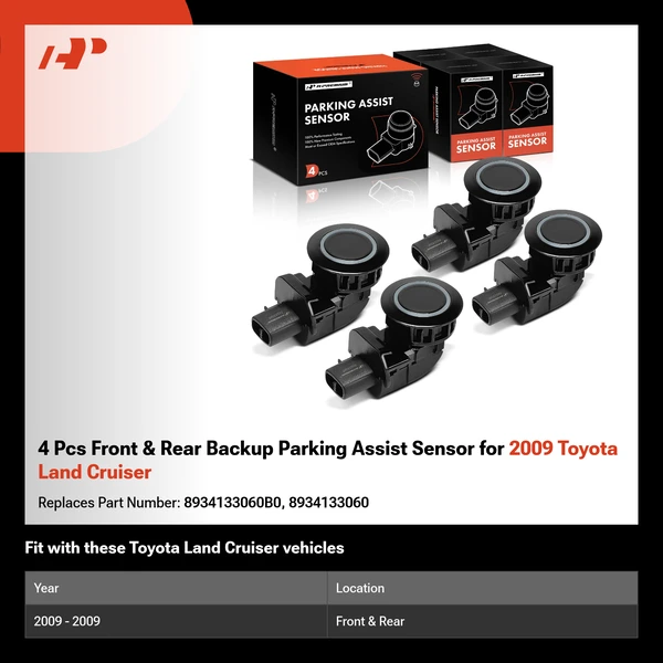 4 Pcs Front & Rear Backup Parking Assist Sensor for 2009 Toyota Land Cruiser