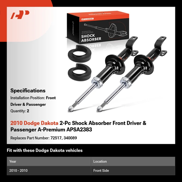 2010 Dodge Dakota 2-Pc Shock Absorber Front Driver & Passenger A-Premium APSA2383