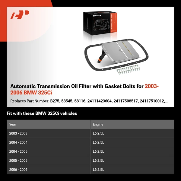 Automatic Transmission Oil Filter with Gasket Bolts for 2003-2006 BMW 325Ci