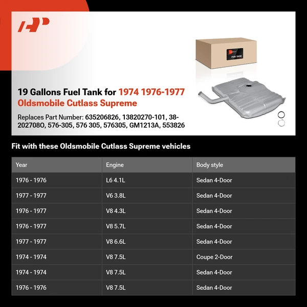 19 Gallons Fuel Tank for 1974 1976-1977 Oldsmobile Cutlass Supreme