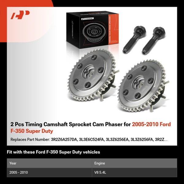 2 Pcs Timing Camshaft Sprocket Cam Phaser for 2005-2010 Ford F-350 Super Duty