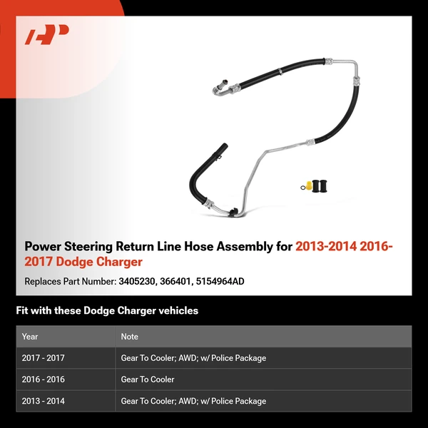 Power Steering Return Line Hose Assembly for 2013-2014 2016-2017 Dodge Charger