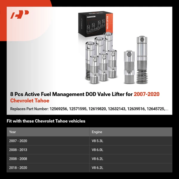 8 Pcs Active Fuel Management DOD Valve Lifter for 2007-2020 Chevrolet Tahoe