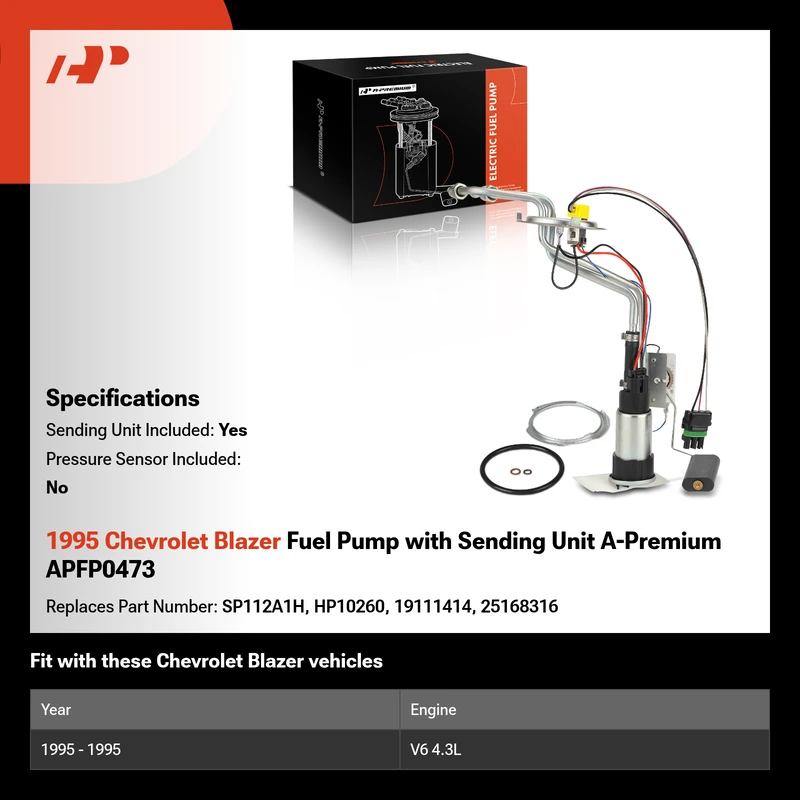 1995 Chevrolet Blazer Fuel Pump with Sending Unit A-Premium APFP0473