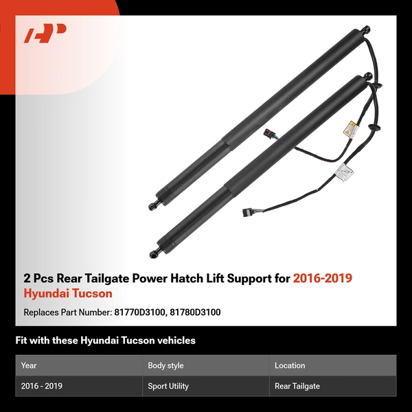 2 Pcs Rear Tailgate Power Hatch Lift Support for 2016-2019 Hyundai Tucson