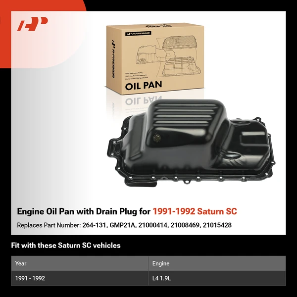 Engine Oil Pan with Drain Plug for 1991-1992 Saturn SC