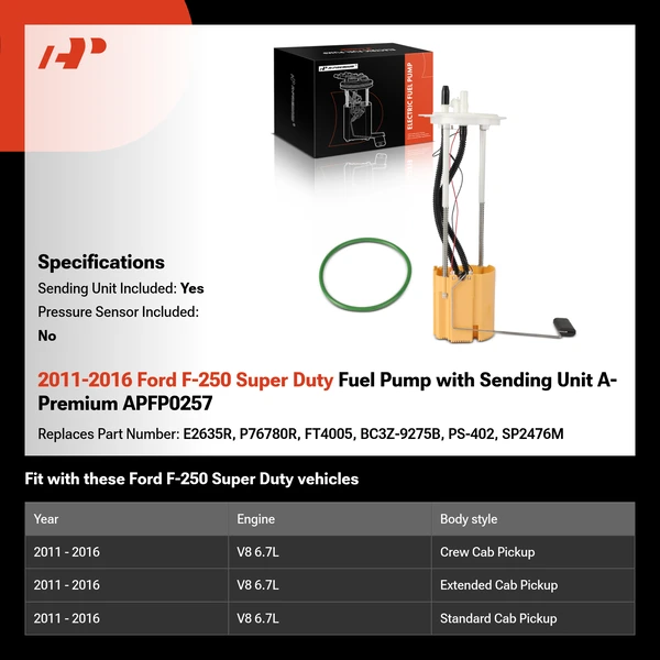 2011-2016 Ford F-250 Super Duty Fuel Pump with Sending Unit A-Premium APFP0257