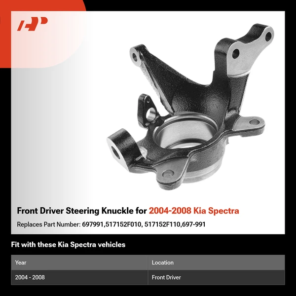 Front Driver Steering Knuckle for 2004-2008 Kia Spectra