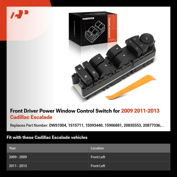 Front Driver Power Window Control Switch for 2009 2011-2013 Cadillac Escalade