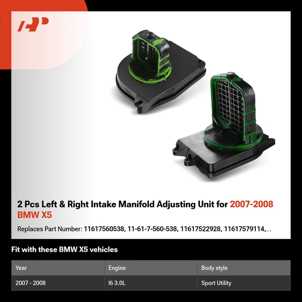 2 Pcs Left & Right Intake Manifold Adjusting Unit for 2007-2008 BMW X5