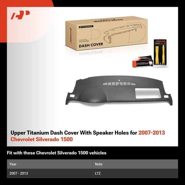 Upper Titanium Dash Cover With Speaker Holes for 2007-2013 Chevrolet Silverado 1500