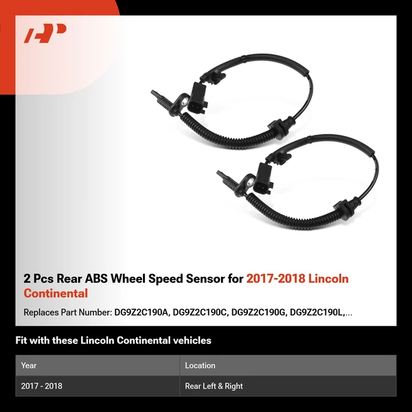 2 Pcs Rear ABS Wheel Speed Sensor for 2017-2018 Lincoln Continental