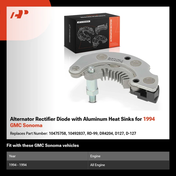 Alternator Rectifier Diode with Aluminum Heat Sinks for 1994 GMC Sonoma