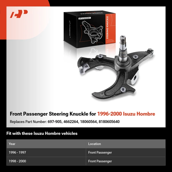 Front Passenger Steering Knuckle for 1996-2000 Isuzu Hombre