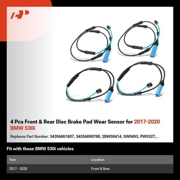 4 Pcs Front & Rear Disc Brake Pad Wear Sensor for 2017-2020 BMW 530i