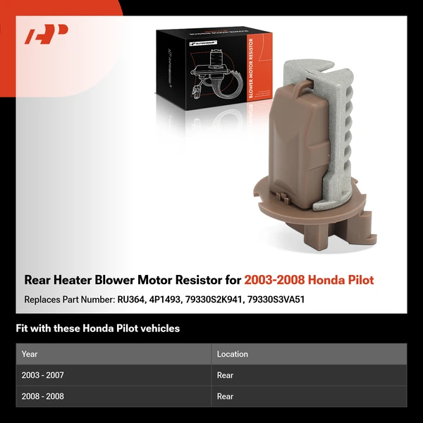 Rear Heater Blower Motor Resistor for 2003-2008 Honda Pilot