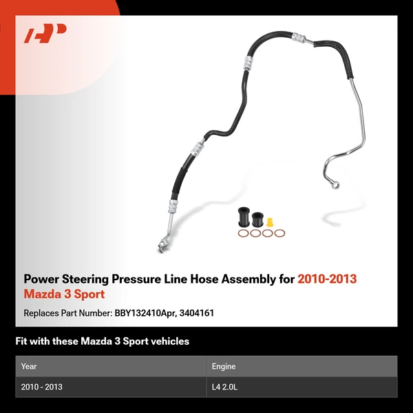 Power Steering Pressure Line Hose Assembly for 2010-2013 Mazda 3 Sport
