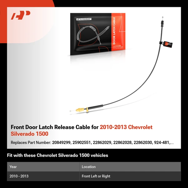Front Door Latch Release Cable for 2010-2013 Chevrolet Silverado 1500