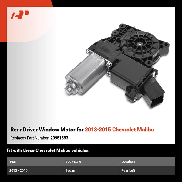 Rear Driver Window Motor for 2013-2015 Chevrolet Malibu