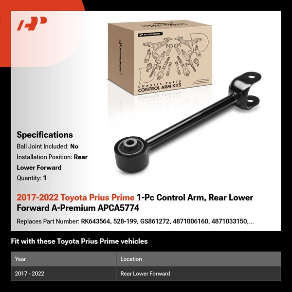 2017-2022 Toyota Prius Prime 1-Pc Control Arm, Rear Lower Forward A-Premium APCA5774