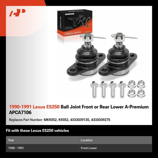 1990-1991 Lexus ES250 Ball Joint Front or Rear Lower A-Premium APCA7106