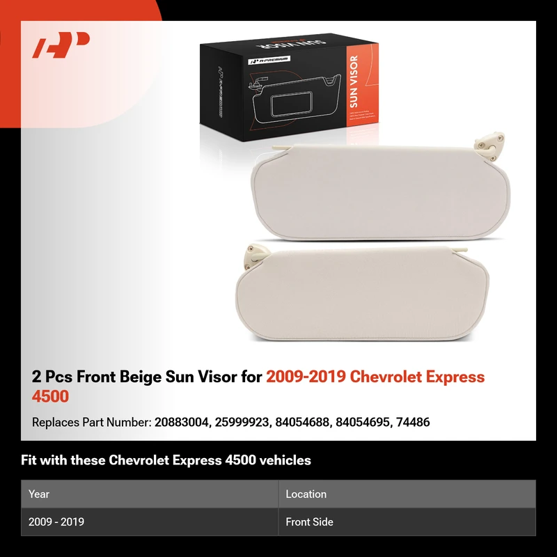 2 Pcs Front Beige Sun Visor for 2009-2019 Chevrolet Express 4500