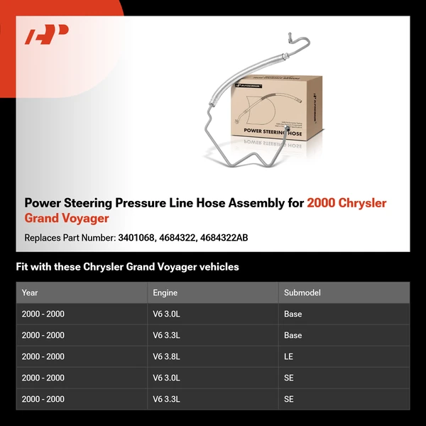 Power Steering Pressure Line Hose Assembly for 2000 Chrysler Grand Voyager