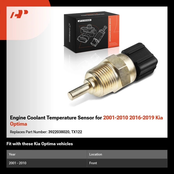 Engine Coolant Temperature Sensor for 2001-2010 2016-2019 Kia Optima