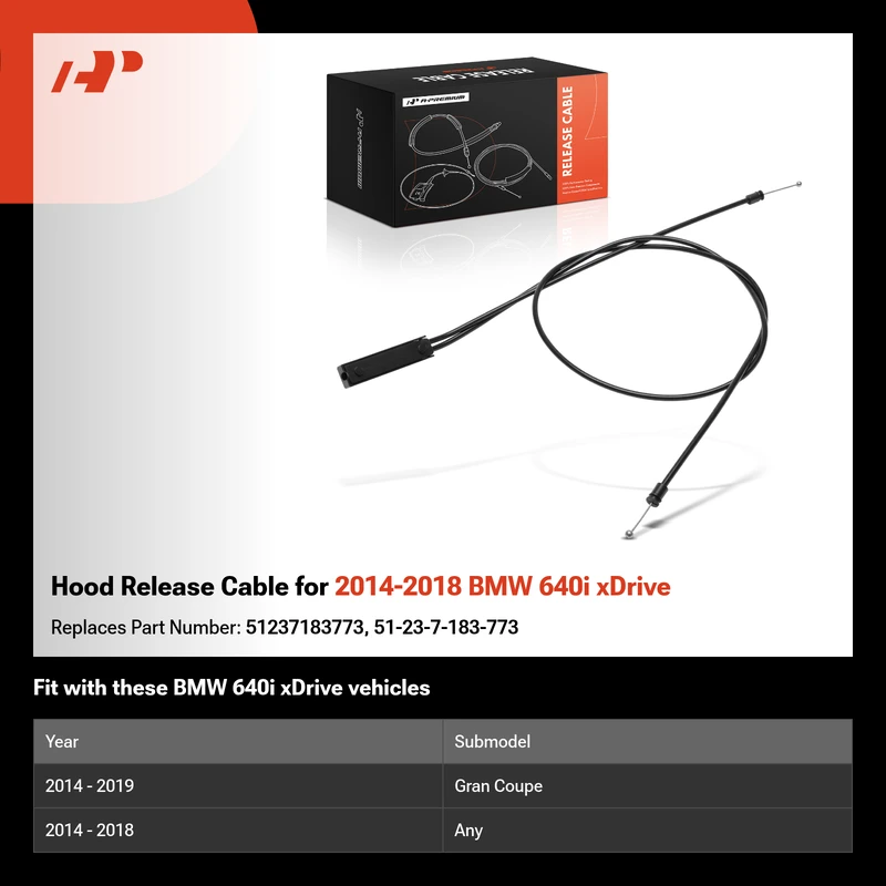Hood Release Cable for 2014-2018 BMW 640i xDrive