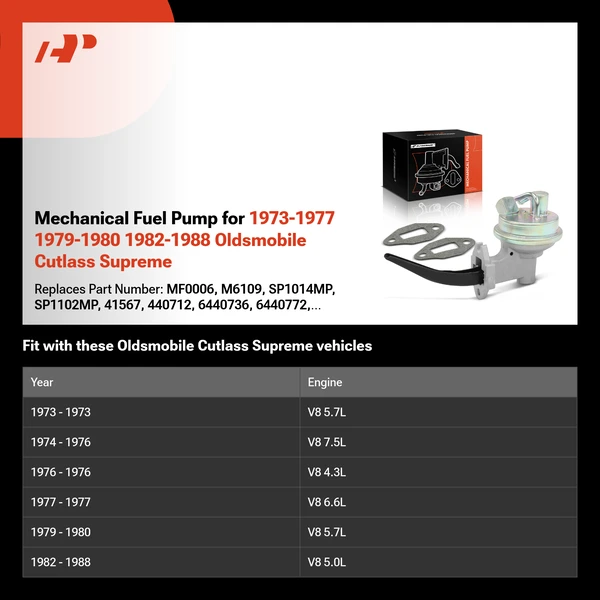 Mechanical Fuel Pump for 1973-1977 1979-1980 1982-1988 Oldsmobile Cutlass Supreme