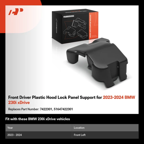 Front Driver Plastic Hood Lock Panel Support for 2023-2024 BMW 230i xDrive