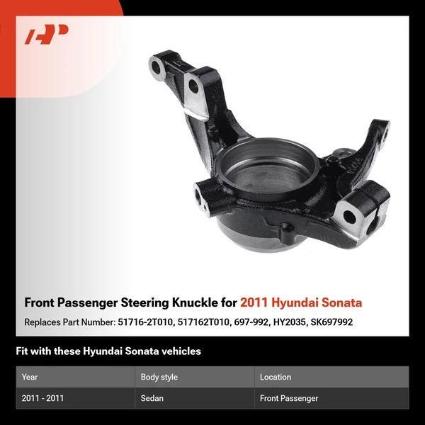 Front Passenger Steering Knuckle for 2011 Hyundai Sonata
