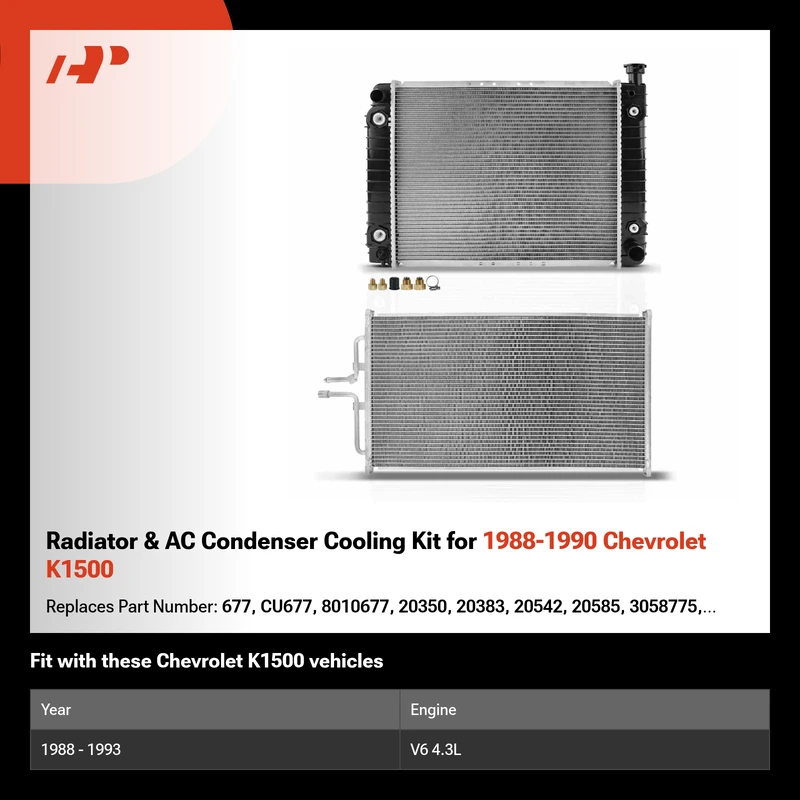 Radiator & AC Condenser Cooling Kit for 1988-1990 Chevrolet K1500