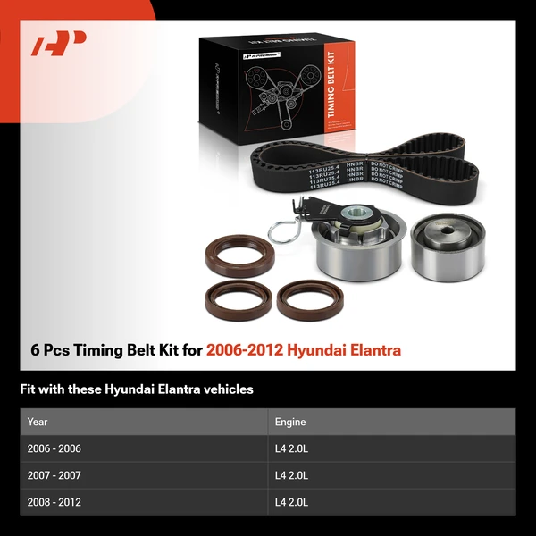 6 Pcs Timing Belt Kit for 2006-2012 Hyundai Elantra