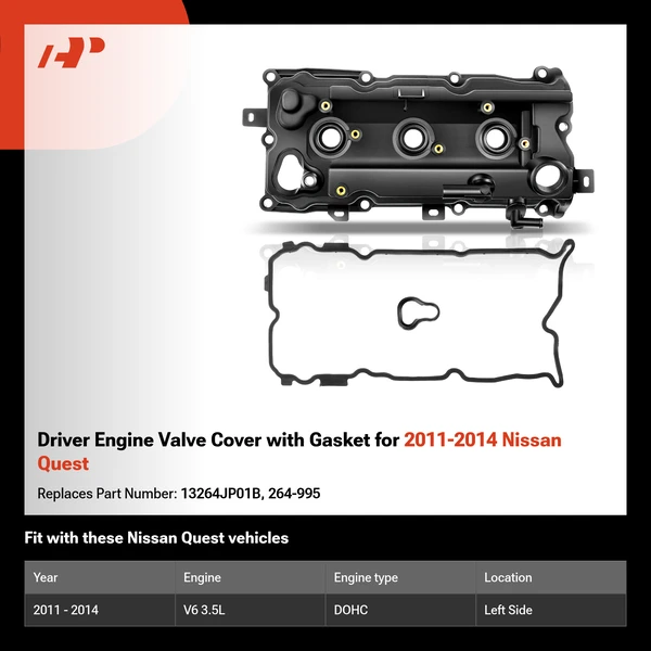 Driver Engine Valve Cover with Gasket for 2011-2014 Nissan Quest