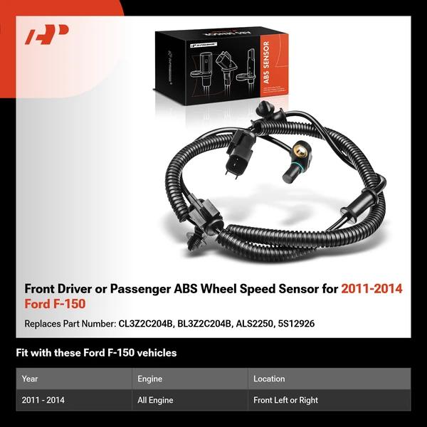 Front Driver or Passenger ABS Wheel Speed Sensor for 2011-2014 Ford F-150