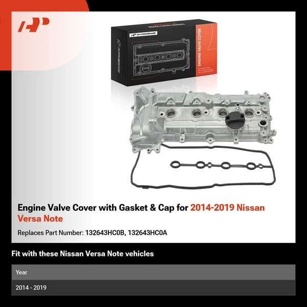 Engine Valve Cover with Gasket & Cap for 2014-2019 Nissan Versa Note