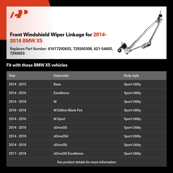 Front Windshield Wiper Linkage for 2014-2018 BMW X5