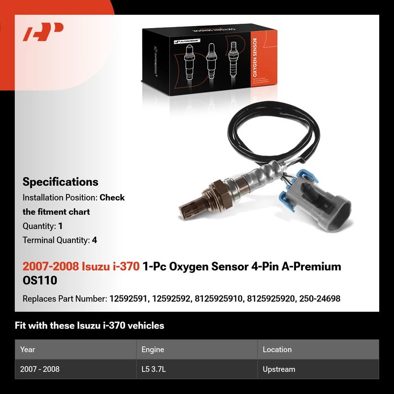 2007-2008 Isuzu i-370 1-Pc Oxygen Sensor 4-Pin A-Premium OS110