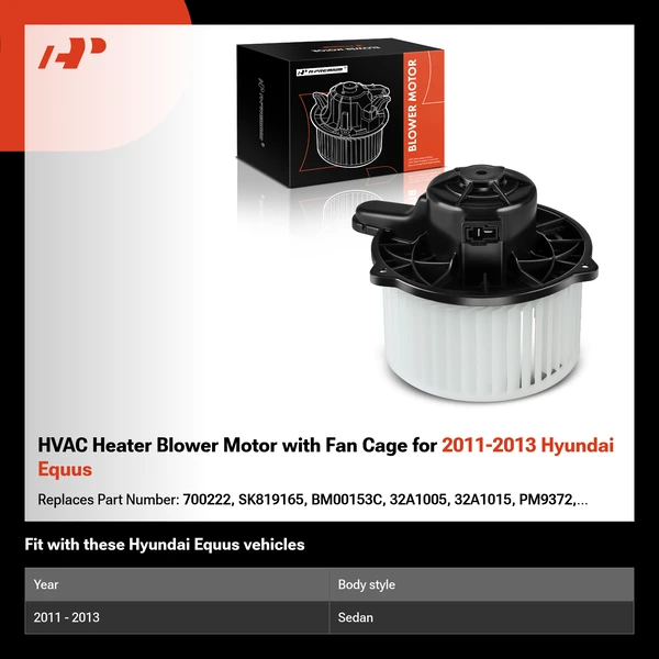 HVAC Heater Blower Motor with Fan Cage for 2011-2013 Hyundai Equus
