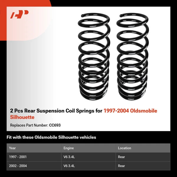 2 Pcs Rear Suspension Coil Springs for 1997-2004 Oldsmobile Silhouette