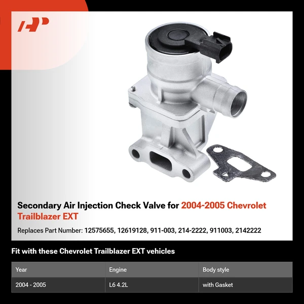 Secondary Air Injection Check Valve for 2004-2005 Chevrolet Trailblazer EXT