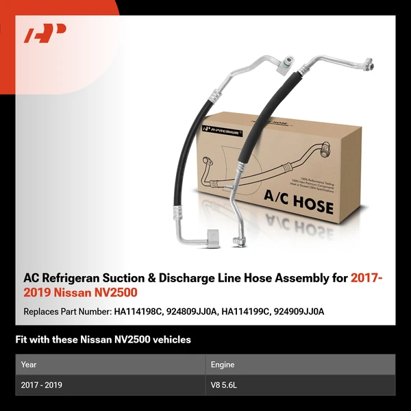 AC Refrigeran Suction & Discharge Line Hose Assembly for 2017-2019 Nissan NV2500