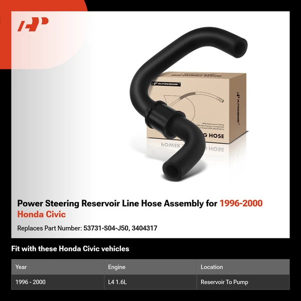 Power Steering Reservoir Line Hose Assembly for 1996-2000 Honda Civic