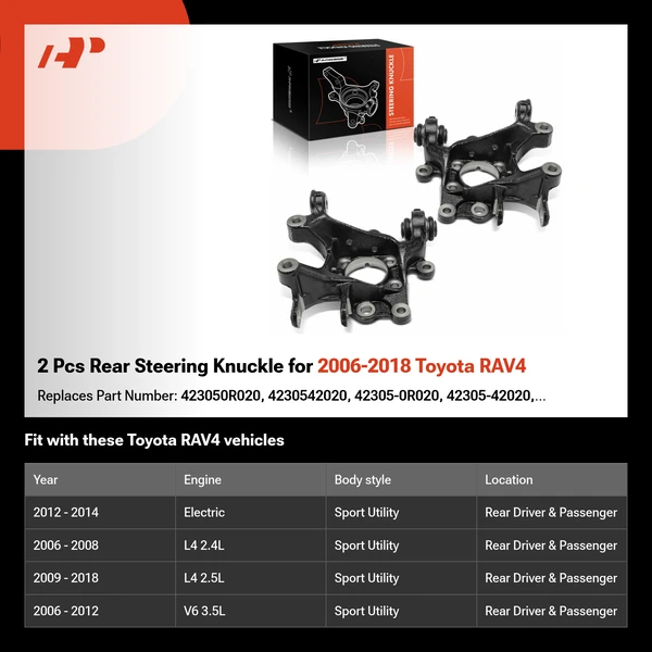 2 Pcs Rear Steering Knuckle for 2006-2018 Toyota RAV4